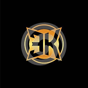 EK Logo Letter Geometric Golden Style