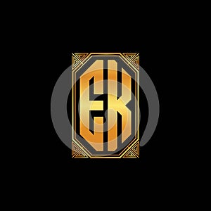 EK Logo Letter Geometric Golden Style