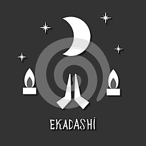 Ekadasi. the eleventh day. Hindu holiday. Black background. vector illustration.