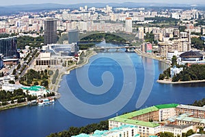 Ekaterinburg city center, aerial view