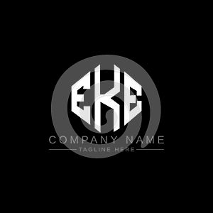 EKE letter logo design with polygon shape. EKE polygon and cube shape logo design. EKE hexagon vector logo template white and