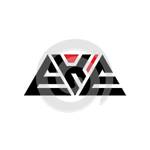 EKE triangle letter logo design with triangle shape. EKE triangle logo design monogram. EKE triangle vector logo template with red