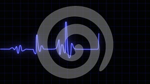 EKG 60 BPM Loop Screen Blue. neon symbol design sign amazing cool 4k colorful abstract background. Heartbeat flatline