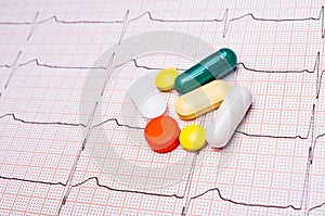 EKG chart with pills