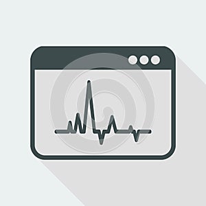 EKG on computer screen - Vector flat icon