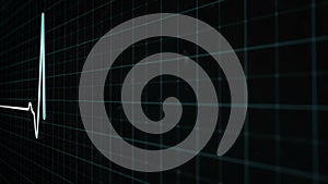 EKG or ECG flatline on modern medical screen