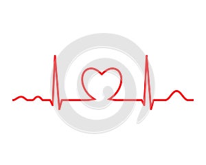 Ekg line with heart. Heartbeat