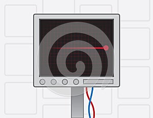 EKG Machine Red Flatline