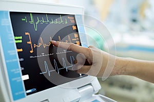 EKG monitor in intra aortic balloon pump machine.