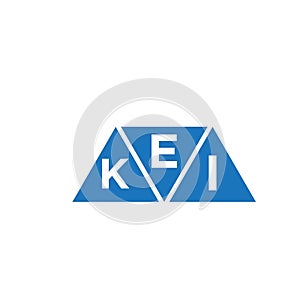 EKI triangle shape logo design on white background. EKI creative initials letter logo concept