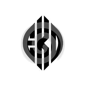 EKO circle letter logo design with circle and ellipse shape. EKO ellipse letters with typographic style. The three initials form a