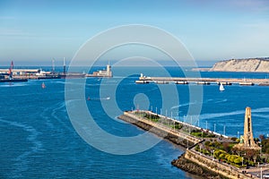 El Abra bay and Getxo pier and seafront, Spain