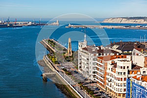 El Abra bay and Getxo pier and seafront, Spain