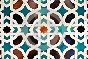 Azulejos de Al Andalus. Mosaico ÃÂ¡rabe. Azulejos de Sevilla. Azulejos ÃÂ¡rabes de EspaÃÂ±a. Alcazar de Sevilla photo