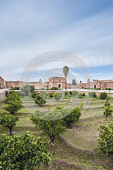 El Badi Palace gardens at Marrakech, Morocco