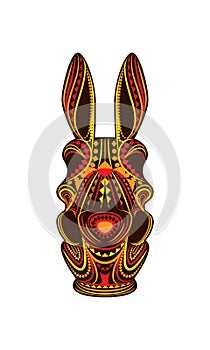 Ornamental eclectic mixed colorful art head donkey vector photo