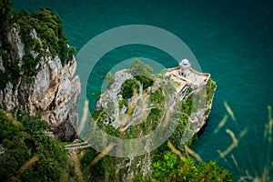 El Caballo lighthouse top view in Cantabria