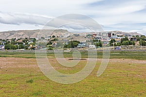 El Calafate city, from the Ecological Reserve Laguna Nimez. Patagonia Argentina.