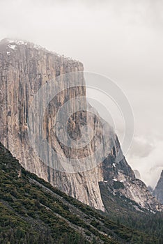 El Capitan on a Foggy Day in Yosemite National Park