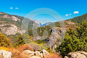 El Capitan and Half Dome in Yosemite National Park USA