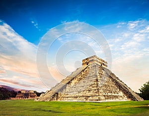 El Castillo pyramid in Chichen Itza, Yucatan, Mexico photo