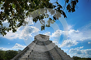 El Castillo Temple of Kukulcan, a Mesoamerican step-pyramid, Chichen . built by the Maya people of the Terminal Classic period.