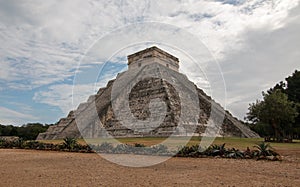 El Castillo Temple Kukulcan Pyramid at Mexico's Chichen Itza Mayan ruins