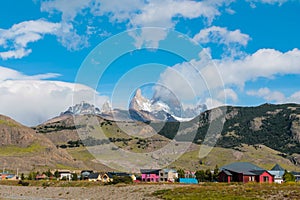 El Chalten village and mountains, Patagonia, Argentina photo