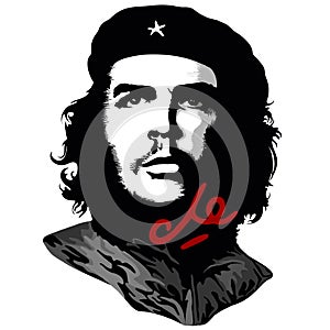 El Che Iconic Portrait Vector illustration isolated on White