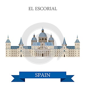 El Escorial Monastery King Residence Madrid Spain flat vector