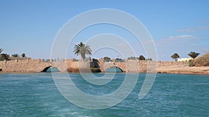 El Gouna Egypt. View of hotels and houses from a boat floating on channels