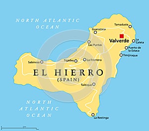 El Hierro island, political map, part of the Canary Islands, Spain photo