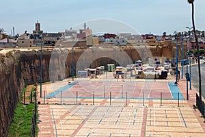 EL JADIDA, MOROCCO - JUNE 13, 2017: View of the modern sport playground near the Portuguese fortress of El Jadida