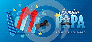 El mejor Papa, feliz Dia del Padre spanish concept with 3d gift box photo