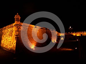 El Morro fort in San Juan Puerto Rico at night