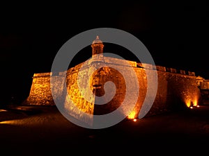 El Morro fort in San Juan Puerto Rico at night photo