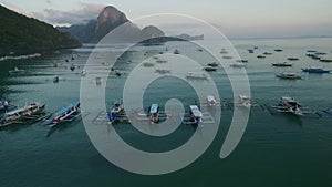 El Nido Beach in Palawan, Philippines. Morning Beach and Seascape in Background. Very Popular Sightseeing Place Among Tourists IX