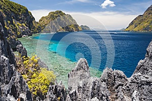 El Nido, Palawan, Philippines. Tapiutan strait view from Matinloc island viewpoint. Bacuit Archipelago