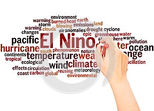 El Nino word cloud hand writing concept photo