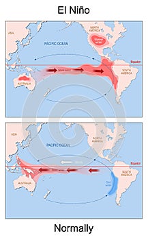 El Nino. world map photo