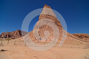 The El Obelisco rock formation in Quebrada De Las Conchas, Argentina