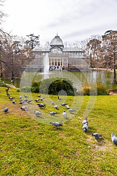 El Palacio de Cristal in the Retiro Park in Madrid, Spain