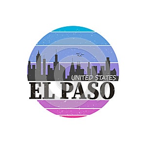 El Paso, in colorful poster design t-shirt logo badge photo