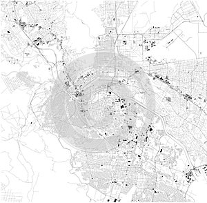 El Paso map, Ciudad Juarez, satellite view, black and white map. Texas. United States photo