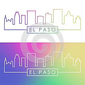 El Paso skyline. Colorful linear style. photo