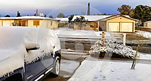 El Paso Texas residential area after a rare snow