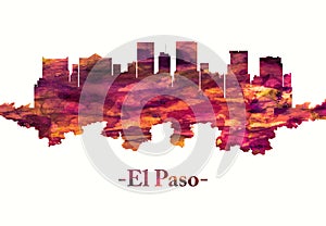 El Paso Texas skyline in red photo