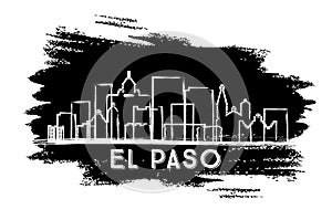 El Paso Texas USA City Skyline Silhouette. Hand Drawn Sketch