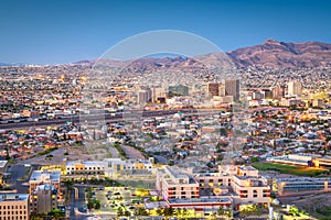 El Paso, Texas, USA  downtown city skyline at twilight photo