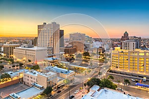 El Paso, Texas, USA  downtown city skyline at twilight photo
